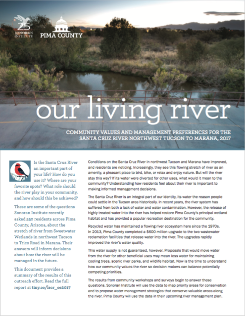 Nuestro Río Vivo: Valores Comunitarios y Preferencias de Gestión (Noroeste de Tucson a Marana)